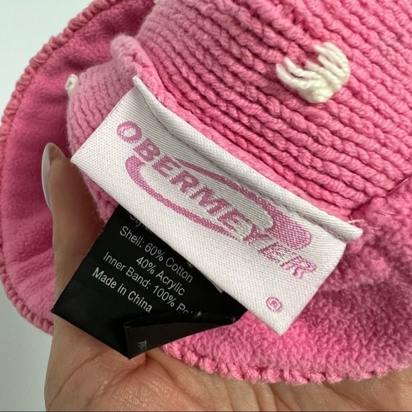 Obermeyer Pom Pom pink cotton blend hat XL/L - Picture 6 of 7
